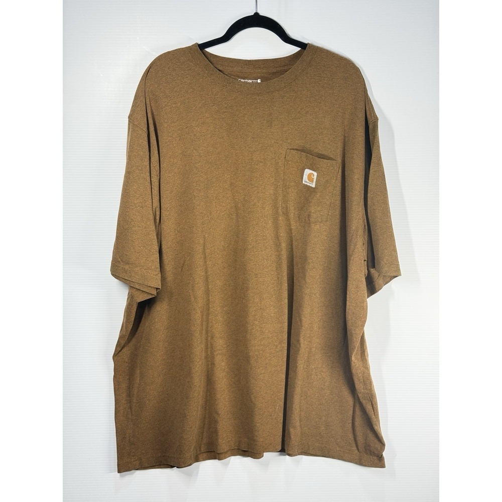 Carhartt Men's Size 4XL Loose Fit K87 Brown Heather Heavyweight Pocket T-Shirt